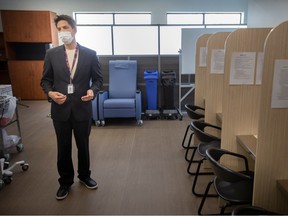Patrick Kolowicz, director of mental health and addictions at Hotel-Dieu Grace Healthcare, is shown Wednesday, April 19, 2023, inside the SafePoint Consumption and Treatment Service site in downtown Windsor.