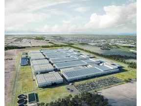 Covering an area the size of 210 soccer fields, Volkswagen's massive new planned electric vehicle battery plant in St. Thomas is shown in this concept image from the company.
(Volkswagen photo)