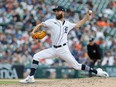 Chasen Shreve #36 of the Detroit Tigers pitches against the Seattle Mariners during the ninth inning at Comerica Park on May 13, 2023 in Detroit, Michigan.