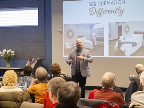 Scott Lockwood, senior general manager of Windsor Chapel, leads a See Cremation Differently seminar. SUPPLIED