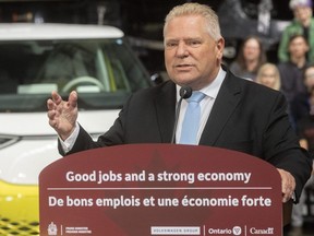 Premier Doug Ford in St. Thomas, Ont. Photograph taken on Friday April 21, 2023. (Mike Hensen/The London Free Press)