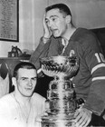 Maple Leafs' Dave Keon, left, and George Armstrong with the Stanley Cup in 1963.