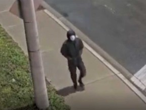 A surveillance camera image of the male suspect in a shooting on Tecumseh Road West in Windsor on the night of May 3, 2023.