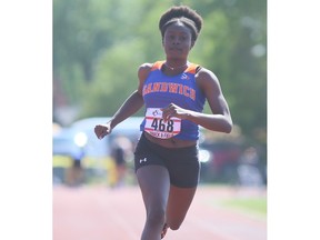 The Sandwich Sabres' Susan Adenitan won a gold medal and silver medal to help the team to the OFSAA track and field girls' overall team title in Ottawa.