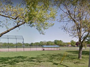 One of the baseball diamonds at Central Park in south Windsor is shown in this Google Maps image.