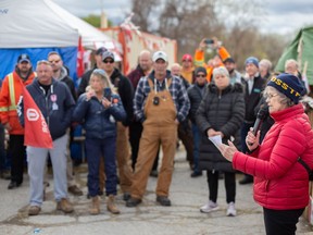 Union representatives and labour supporters gathered for an International Workers' Day rally at the Windsor Salt picket line on Morton Drive on the city's west side on Monday, May 1, 2023.
