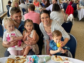 WINDSOR, SUNDAY, The Jozwiak family celebrated Mother's Day with a brunch at the St. Clair College Centre for the Arts Sunday, May 14, 2023. Mum Becky helps Jack with some orange juice while Dad Alan, Aleena and Ava look on. All four sittings for the brunch sold out.