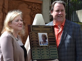 John Fairley, right, presented the 16th annual Lois Fairley Nursing Award to nurse practitioner Mary Cunningham Monday, May 8, 2023 at Windsor Regional Hospital's Ouellette campus.