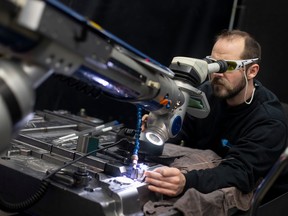 Boasting Canada's highest jobless rate, local authorities are nevertheless confident about the Windsor area's future employment prospects. Here, a laser welder is shown Jan. 20, 2023, at Cavalier Tool & Manufacturing Ltd.