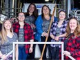 As part of the Windsor/Essex Women's Day Beer Collab in conjunction with International Women's Day, local brewers, winemakers and distillers, all women, collectively brewed a beer that recognizes women in their field. Helping make the "Maizanic Maibock," officially released May 12, 2023, (from left to right) are Tammy Joho, Brewer at The Grove; Vanessa Pillion, Brewer at Kingsville Brewery; Aisllin Hendrikson, Distiller at Clear Lake Brewing Co.; Alex Mullaly, Asst. Brewer at Northwinds Brewery; Ellie Gurdebeke, Brewer at Beerded Dog Brewing Company; Allison Christ, Winemaker at Colio Estate Winery.
