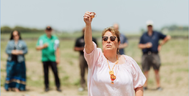 Chief Mary Duckworth leads a water ceremony with members, municipal and infrastructure project leaders on Saturday, June 10, 2023, on land in Leamington where the Caldwell First Nation starts rebuilding its community more than two centuries after being removed from their original homeland. 