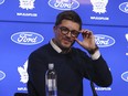 Ex-Toronto Maple Leafs general manager Kyle Dubas speaks.