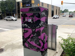 The artistic wrap on an electrical box in downtown Chatham is part of the 'Paint the Town' pilot project between Chatham-Kent and Entegrus and Impact Graphics. Many more public art partnerships are also on the go across the municipality. PHOTO Ellwood Shreve/Postmedia