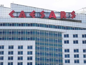 The large sign on Caesars Windsor casino resort in July 2022.
