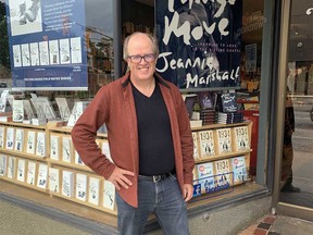 Dan Wells, owner and founder of Windsor-based Biblioasis bookstore and literary press, is pictured outside the shop on July 15, 2023.