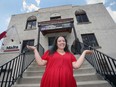 Taylor Last, who's performing at the Comedy Queens and In Betweens show on July 8, 2023, stands outside Windsor's KordaZone Theater.