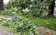 A severe storm rolled through Chatham-Kent overnight, knocking out power to thousands and causing widespread damage to trees and property. Here, a property on King Street West in Chatham is shown Friday morning. (Trevor Terfloth/The Daily News)