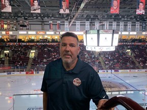 Former Windsor Spitfires' head coach Bob Jones, who is battling ALS, takes in Saturday's charity event at the WFCU Centre that raised over $200,000 to fight the disease.