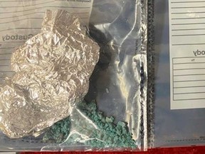 Street-ready fentanyl is shown in an evidence photo issued by Sarnia police in July 2023.