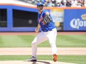 New York Mets pitcher Justin Verlander delivers against the Washington Nationals in the first inning of a baseball game, Sunday, July 30, 2023, in New York.