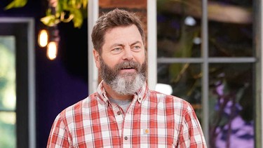 Actor, author, and comedian Nick Offerman on the set of the TV show Making It in 2017.
