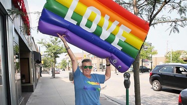 Wendi Nicholson, president of Windsor-Essex Pride Fest, shares a message on Ottawa Street on Aug. 8, 2023. Pride Fest events take place throughout the week, including the Pride Parade on Ottawa Street on Aug. 13.