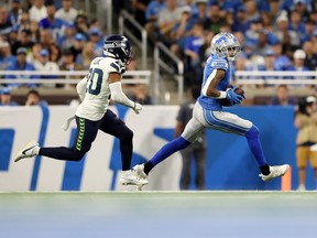 Detroit Lions' receiver Josh Reynolds, at right, is one of several players to miss practice this week due to injury.