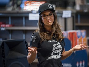 Lauren Boebert (R-Colorado) speaks during a Second Amendment Rally at a gun store in Midland, Texas.