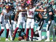 Chase Young #99 of the Washington Commanders celebrates against the Philadelphia Eagles.