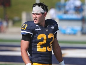 Defensive back Ethan John shared the team lead for the Windsor Lancers with seven tackles in the team's 21-14 loss to Laurier.