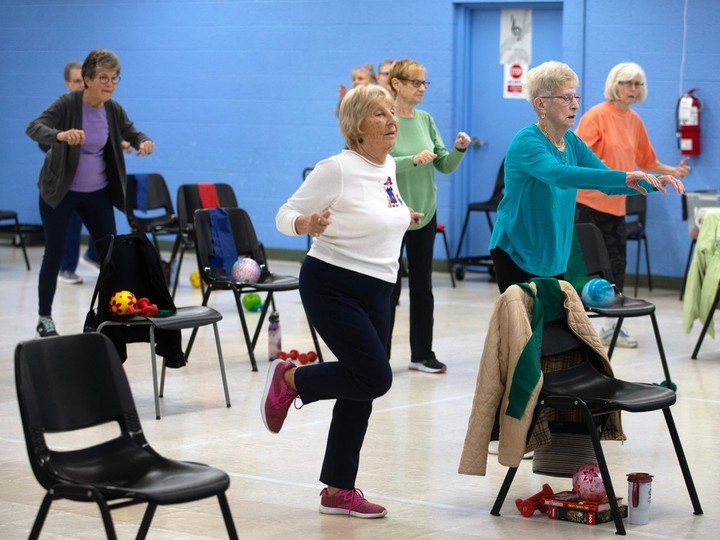  Seniors participate in an exercise class at Life After Fifty in Windsor on Monday, Oct. 30, 2023.