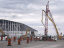 The NextStar battery plant construction site in Windsor is shown on Wednesday, November 8, 2023.
