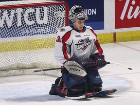 Windsor Spitfires' goalie Joey Costanzo made 26 saves in Saturday's 3-2 overtime loss on the road to the Flint Firebirds.