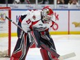 Windsor Spitfires' goalie Ian Michelone mde 25 saves on Friday to earn his first OHL shutout in a 3-0 win over the Guelph Storm.