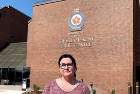 North Kent Coun. Rhonda Jubenville said, 'Democracy, I think, failed today,' following the majority of Chatham-Kent council voting to suspend her three months pay as a councillor following an investigation into some of her social media posts by then integrity commissioner Mary Ellen Bench. (Ellwood Shreve/Chatham Daily News)