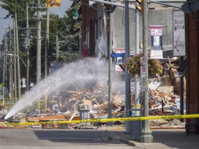 Wreckage is shown from an explosion in downtown Wheatley, a Chatham-Kent town with a recent history of toxic-gas leaks. Photo taken Friday Aug. 27, 2021, about 15 hours after the blast that sent seven to hospital. (Postmedia Network file photo)