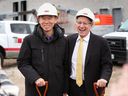 Bobaek America president Jae-Hwa Moon, left, and Ontario Minister of Economic Development, Job Creation and Trade Victor Fedeli are all smiles in Windsor on Monday, Dec. 11, 2023, during the announcement of a Windsor investment of up to $65 million.