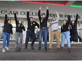 St. Clair College marketing teams jumps for joy
