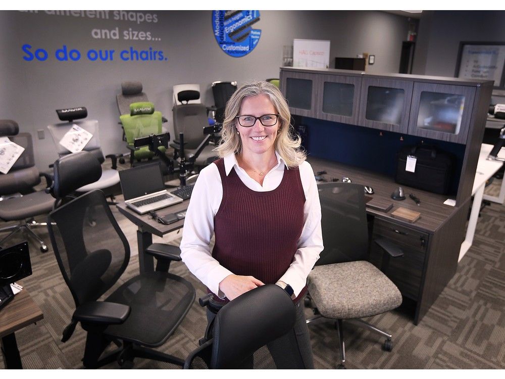 Sue Brunet, owner of Ergonow is shown at the Windsor business on Tuesday, January 16, 2024.