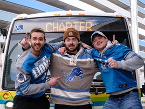 Lions fans at Windsor tunnel bus