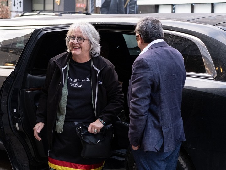  Mohawk Institute residential school survivor Roberta Hill arrives by limousine for Wednesday’s screening of The Nature of Healing at the Capitol Theatre.