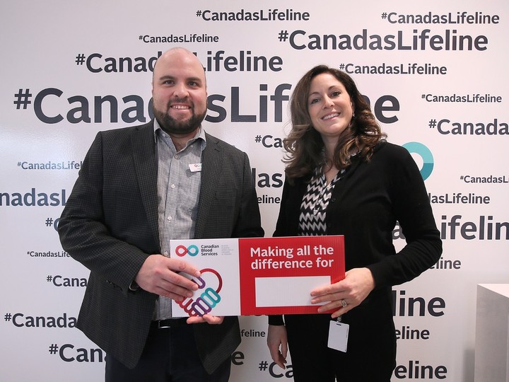  Greg Friest, manager of business development and Tanya Jerant, manager of the Canadian Blood Services Plasma Donor Centre in Windsor, are shown at the newly opened facility on Thursday.