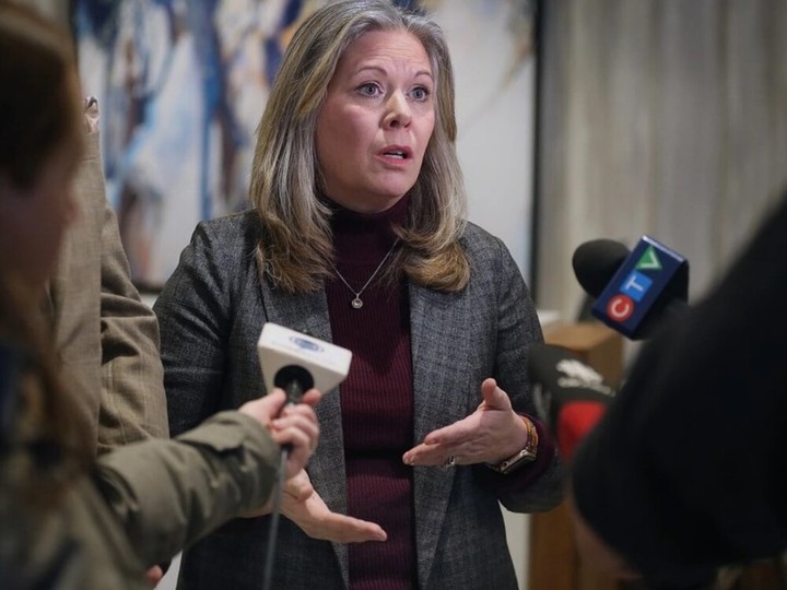  Windsor West MPP Lisa Gretzky speaks to reporters during a press conference in downtown Windsor on Jan. 23, 2023.