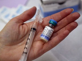 A bottle of the combined vaccine for measles, mumps and rubella. Postmedia file photo