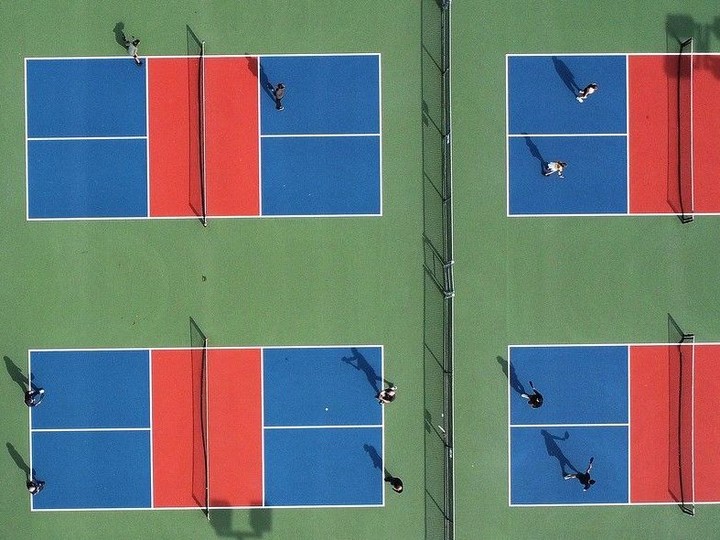  An aerial view of what a warm winter’s day can do in attracting pickleball players to the Forest Glade Park courts in Windsor. This view was taken on Tuesday, March 12, 2024. DAN JANISSE/Windsor Star