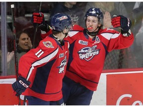 Windsor Spitfires' forward A.J. Spellacy, at right, was one of the few bright spots in Thursday's 5-1 loss to the Guelph Storm as he scored his fifth short-handed goal of the season.
