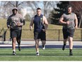 University of Windsor Lancers football players George Una, left, Owen Mueller and Jaxon Morkin are all headed to CFL rookie camps after Mueller earned a free-agent deal with Toronto.