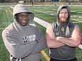 University of Windsor Lancers offensive guards George Una, left, Jaxon Morkin were both selected in Tuesday's CFL Draft.