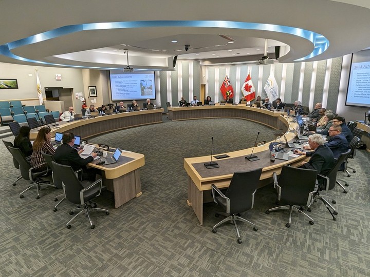  Members of Essex County council, shown here during 2024 budget talks at the Essex County Civic Centre on Jan. 10, 2024, are hoping to soon see a report on creating a regional industrial park to lure new investments.