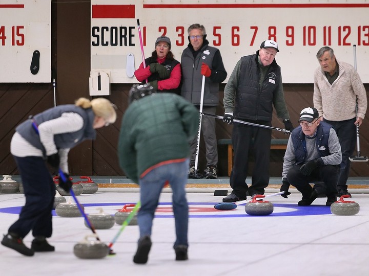  Curlers are shown at the Roseland Curling Club in south Windsor on Friday, April 12, 2024, on the second-last day of its operations.